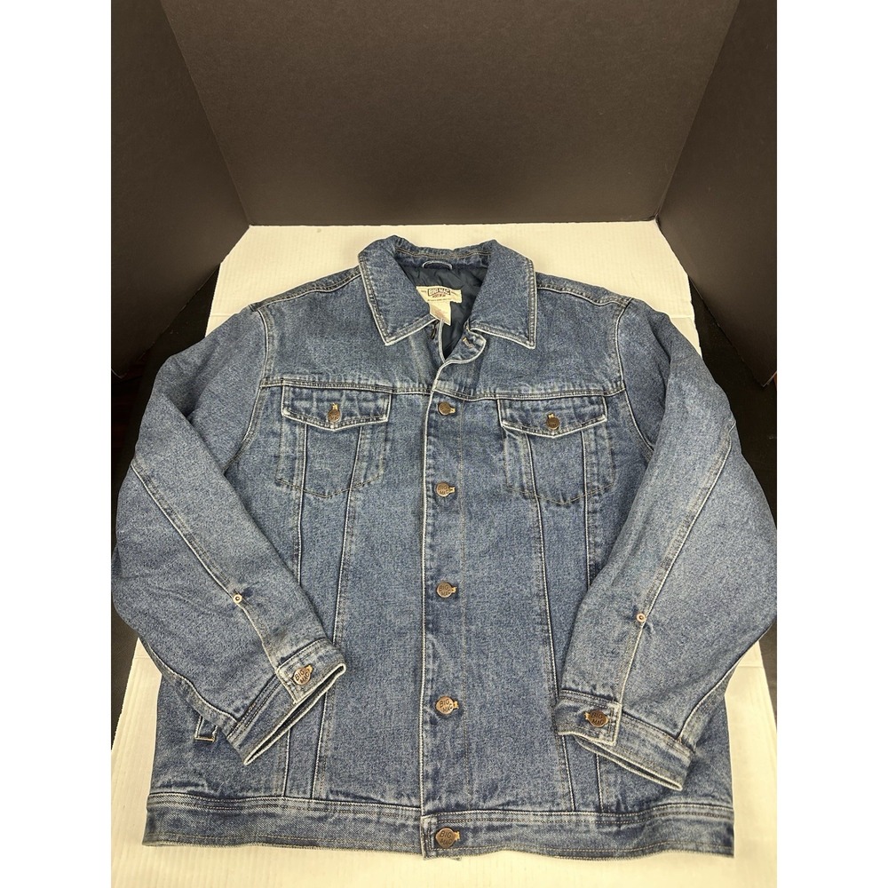 Vintage Big Mac Work Wear Mens Large Quilt Lined Denim Trucker Jacket Blue